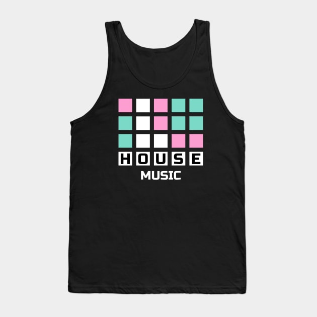 HOUSE MUSIC  - Grid Tank Top by DISCOTHREADZ 